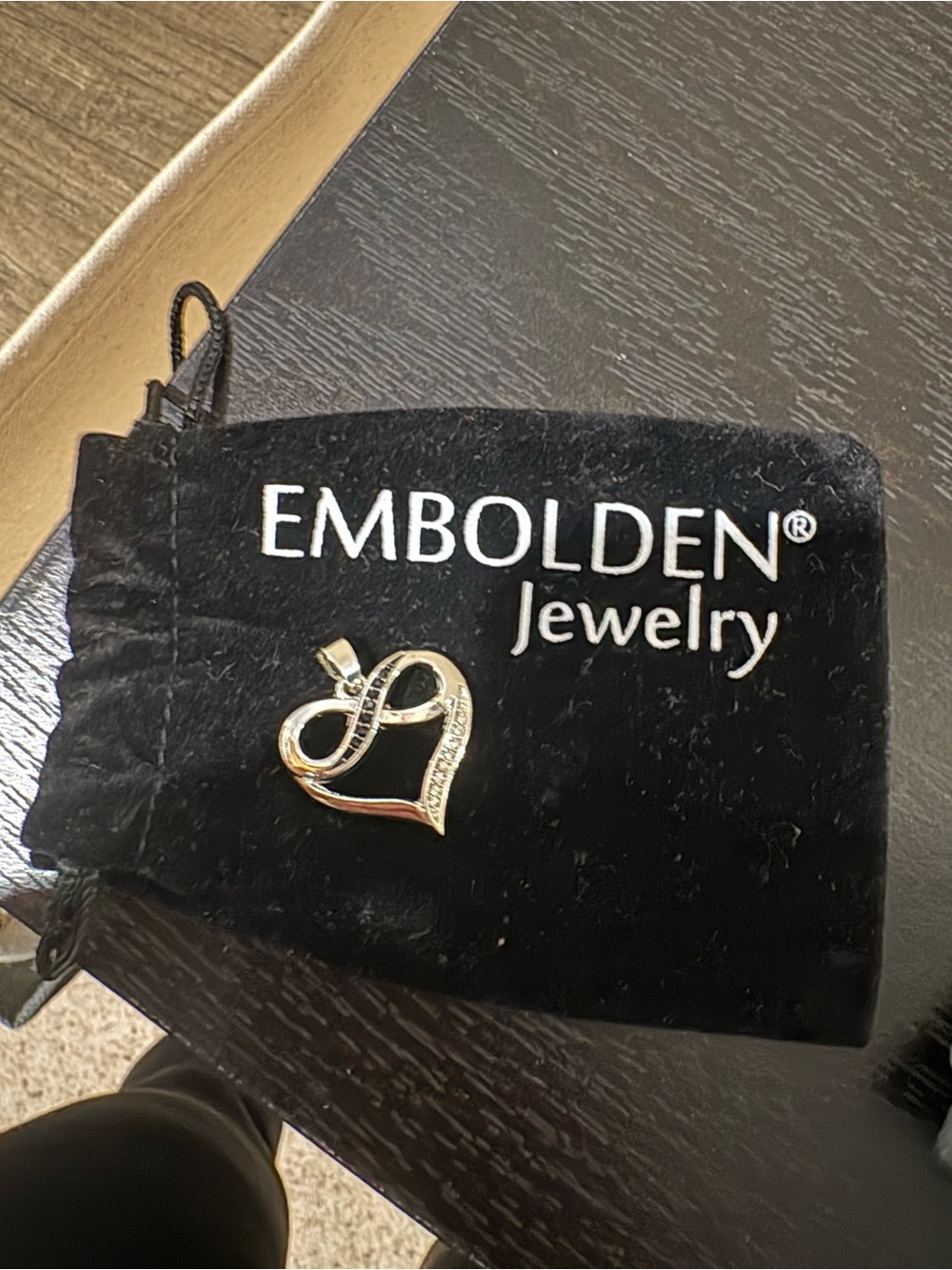 Embolden black and silver Heart Infinity Pendant - Women’s Jewelry never worn
